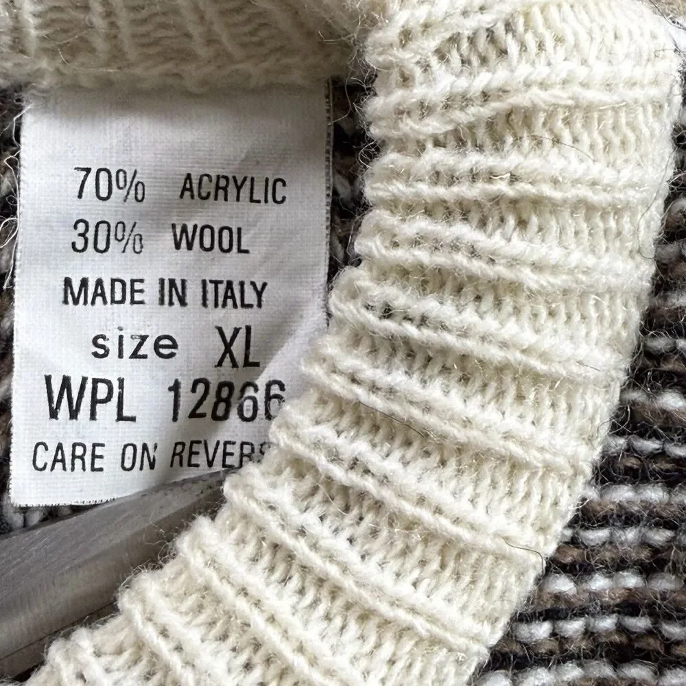 Maglificio Florence Sweater Men XL Vintage 90s Geometric Crew Wool Blend Italy